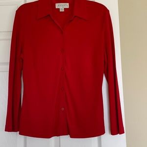 Casual corner red stretchy blouse. Like new